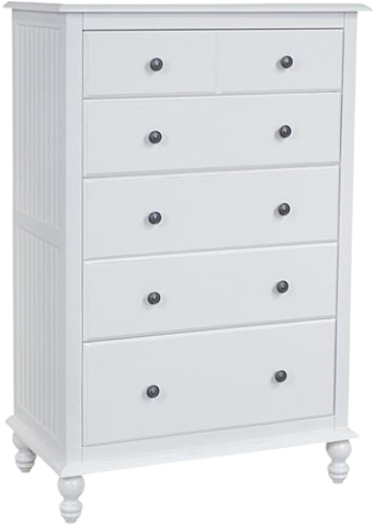 Cottage 5 Drawer Chest - Beach White - Click Image to Close