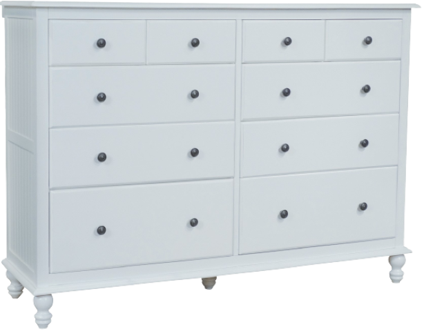 Cottage 10 Drawer Dresser - Beach White - Click Image to Close